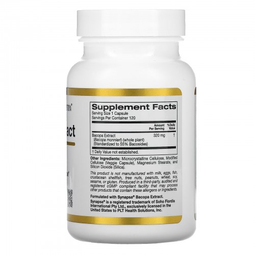 California Gold Nutrition, экстракт бакопы, 320 мг, 120 растительных капсул California Gold Nutrition, экстракт бакопы, 320 мг, 120 растительных капсул